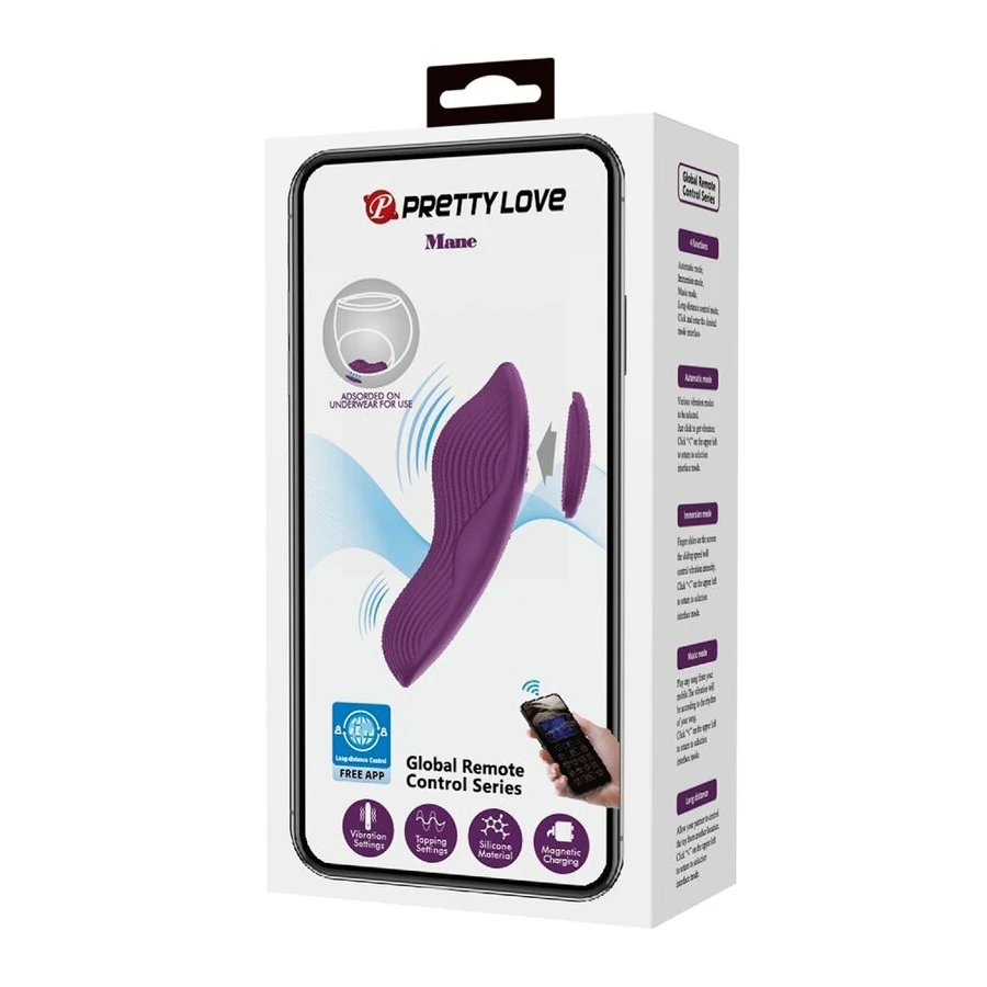 PRETTY LOVE - MANE LAY ON CLITORIS MASSAGER 10 VIBRATIONS REMOTE CONTROL PURPLE